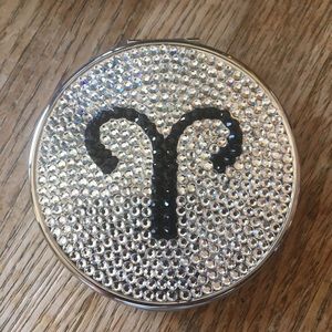 New Aries Sign Mirror Compact With Crystals
